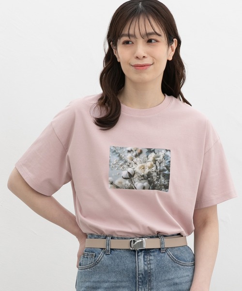Honeys(ハニーズ)の「【ハニさら・接触冷感・UVカット】フォトプリントTシャツ(Tシャツ/カットソー・レディース・ピンク/ホワイト×グレー/ホワイト×イエロー/スミクロ/ライトグリーン・S/M/LL/L)」の11枚目の写真