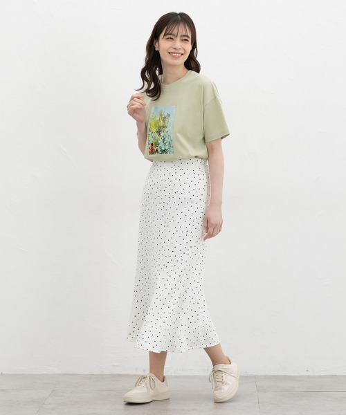Honeys(ハニーズ)の「【ハニさら・接触冷感・UVカット】フォトプリントTシャツ(Tシャツ/カットソー・レディース・ピンク/ホワイト×グレー/ホワイト×イエロー/スミクロ/ライトグリーン・S/M/LL/L)」の12枚目の写真
