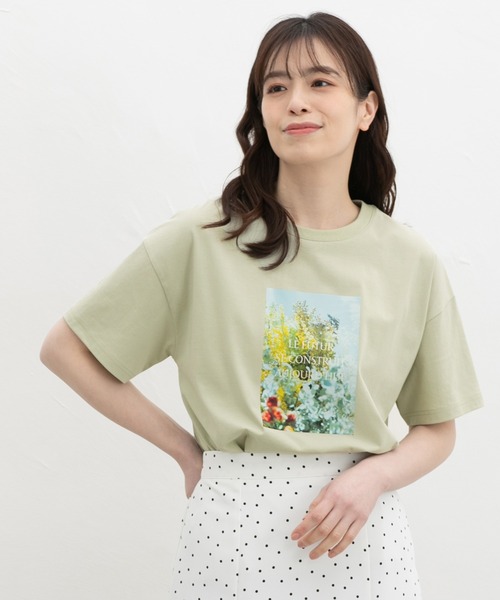 Honeys(ハニーズ)の「【ハニさら・接触冷感・UVカット】フォトプリントTシャツ(Tシャツ/カットソー・レディース・ピンク/ホワイト×グレー/ホワイト×イエロー/スミクロ/ライトグリーン・S/M/LL/L)」の13枚目の写真
