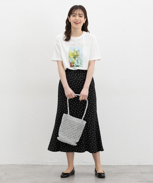Honeys(ハニーズ)の「【ハニさら・接触冷感・UVカット】フォトプリントTシャツ(Tシャツ/カットソー・レディース・ピンク/ホワイト×グレー/ホワイト×イエロー/スミクロ/ライトグリーン・S/M/LL/L)」の14枚目の写真