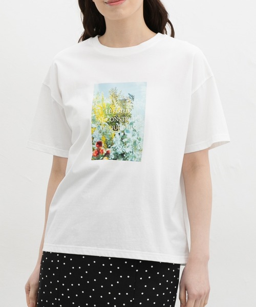 Honeys(ハニーズ)の「【ハニさら・接触冷感・UVカット】フォトプリントTシャツ(Tシャツ/カットソー・レディース・ピンク/ホワイト×グレー/ホワイト×イエロー/スミクロ/ライトグリーン・S/M/LL/L)」の15枚目の写真