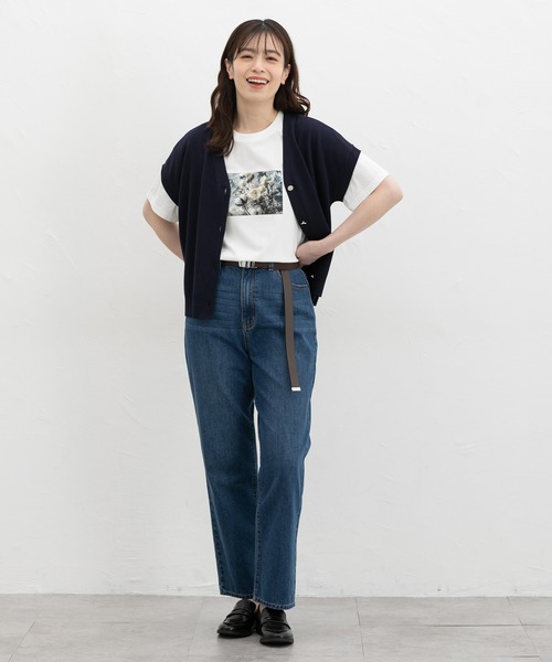 Honeys(ハニーズ)の「【ハニさら・接触冷感・UVカット】フォトプリントTシャツ(Tシャツ/カットソー・レディース・ピンク/ホワイト×グレー/ホワイト×イエロー/スミクロ/ライトグリーン・S/M/LL/L)」の16枚目の写真