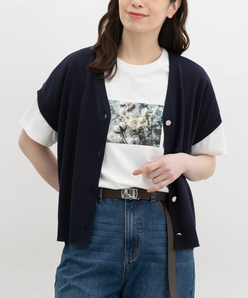 Honeys(ハニーズ)の「【ハニさら・接触冷感・UVカット】フォトプリントTシャツ(Tシャツ/カットソー・レディース・ピンク/ホワイト×グレー/ホワイト×イエロー/スミクロ/ライトグリーン・S/M/LL/L)」の17枚目の写真