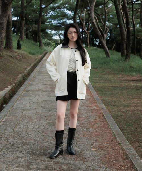DEHEVE（デヘヴェ）の「Collar Point Work Jacket [Ivory]（その他アウター・レディース・アイボリー・FREE）」の2枚目の写真