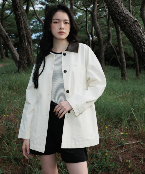 DEHEVE（デヘヴェ）の「Collar Point Work Jacket [Ivory]（その他アウター・レディース・アイボリー・FREE）」の4枚目の写真