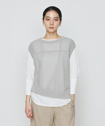 Gabardine K.T | 【前後2WAY】和紙×peフリーゼヤーン スクエアメッシュベスト(ニット/セーター)