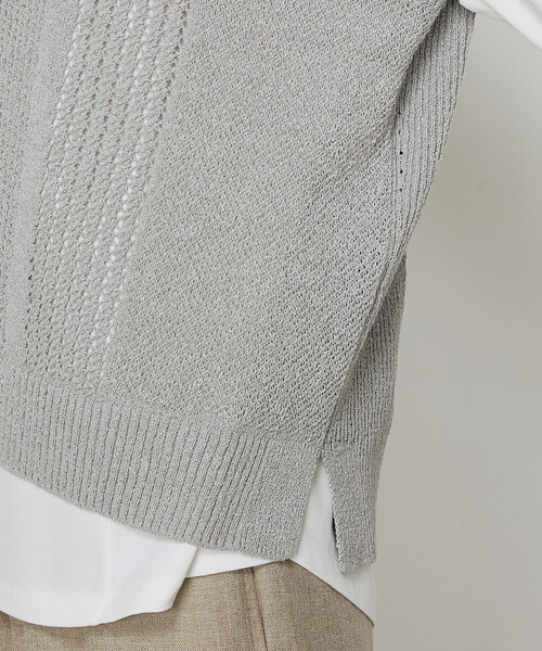 Gabardine K.T(ギャバジンケーティー)の「【前後2WAY】和紙×peフリーゼヤーン スクエアメッシュベスト(ニット/セーター・レディース・オフホワイト/グレー・9号)」の16枚目の写真