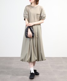 EGLANTINE 素材切替ワンピース 半袖