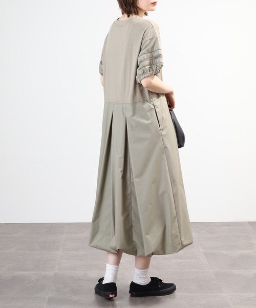 EGLANTINE(エグランティーヌ)の「EGLANTINE 素材切替ワンピース 半袖(ワンピース・レディース・ブラック/モスグリーン/ダークグリーン・40)」の13枚目の写真