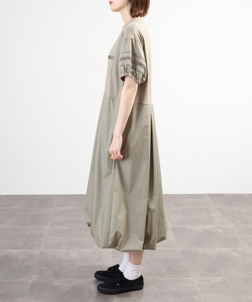 EGLANTINE(エグランティーヌ)の「EGLANTINE 素材切替ワンピース 半袖(ワンピース・レディース・ブラック/モスグリーン/ダークグリーン・40)」の16枚目の写真