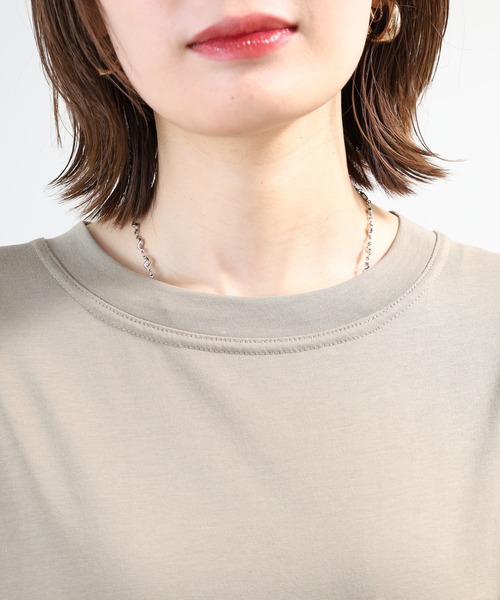 EGLANTINE(エグランティーヌ)の「EGLANTINE 素材切替ワンピース 半袖(ワンピース・レディース・ブラック/モスグリーン/ダークグリーン・40)」の18枚目の写真