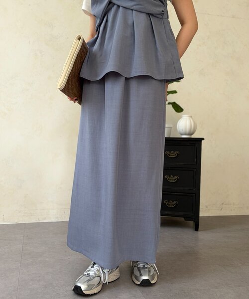 Chez toi（シェトワ）の「ビスチェ見えドッキングプルオーバー×ナロースカート（つなぎ/オールインワン・レディース・ベージュ/ブルー/ブラック・FREE）」の18枚目の写真