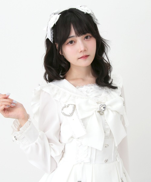 DearMyLove(ディアマイラブ)の「レースアップはしごレースセーラーブラウス(シャツ/ブラウス・レディース・ブラック/ホワイト/ブルーグレー・LARGE/3L/MEDIUM)」の4枚目の写真