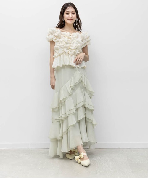 RANDA（ランダ）の「シャーリングオフショルダートップス（シャツ/ブラウス・レディース・ブラック/アイボリー/ピンク・FREE）」の6枚目の写真