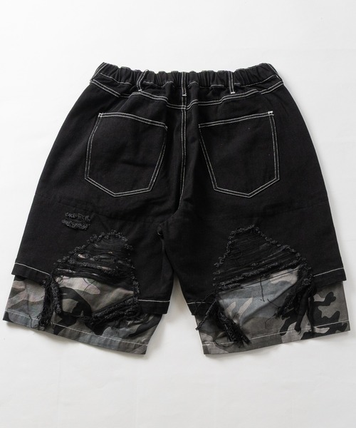 JOHN'S CLOSET(ジョンズクローゼット)の「【31】ドッキングデザイン クラッシュデニムハーフパンツ/ワイドジョーツ(デニムパンツ・メンズ・ブラック/ブラック系/ネイビー・LARGE/MEDIUM)」の15枚目の写真
