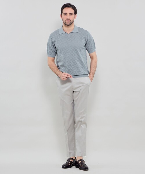 MACKINTOSH LONDON（マッキントッシュ ロンドン）の「ランダムアイレットスキッパーニットポロ（ポロシャツ・メンズ・ライトブルー/ブラック・XL/L/M）」の4枚目の写真