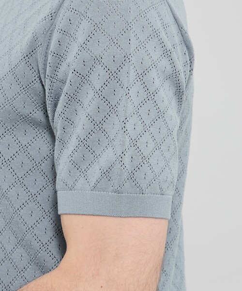 MACKINTOSH LONDON（マッキントッシュ ロンドン）の「ランダムアイレットスキッパーニットポロ（ポロシャツ・メンズ・ライトブルー/ブラック・XL/L/M）」の8枚目の写真