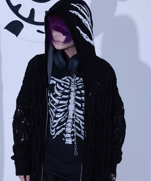 Gamchu(ガムチュ)の「『Gamchu/ガムチュ』Lurori (ルロリ)あみあみニットPK(パーカー・レディース・ブラック/グレー・FREE)」の8枚目の写真