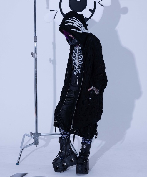 Gamchu(ガムチュ)の「『Gamchu/ガムチュ』Lurori (ルロリ)あみあみニットPK(パーカー・レディース・ブラック/グレー・FREE)」の13枚目の写真