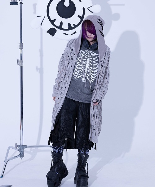 Gamchu(ガムチュ)の「『Gamchu/ガムチュ』Lurori (ルロリ)あみあみニットPK(パーカー・レディース・ブラック/グレー・FREE)」の18枚目の写真