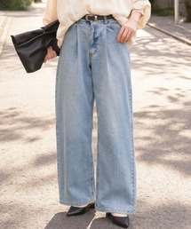 選べる2丈「デニムなのにキレイ顔」 ストレッチタックデニムパンツ