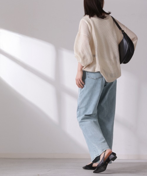 HUG.U(ハグユー)の「選べる2丈「デニムなのにキレイ顔」 ストレッチタックデニムパンツ(デニムパンツ・レディース・ライトインディゴブルー/ブルー系・L(トール丈)/M(レギュラー丈)/L(レギュラー丈)/M(トール丈))」の7枚目の写真