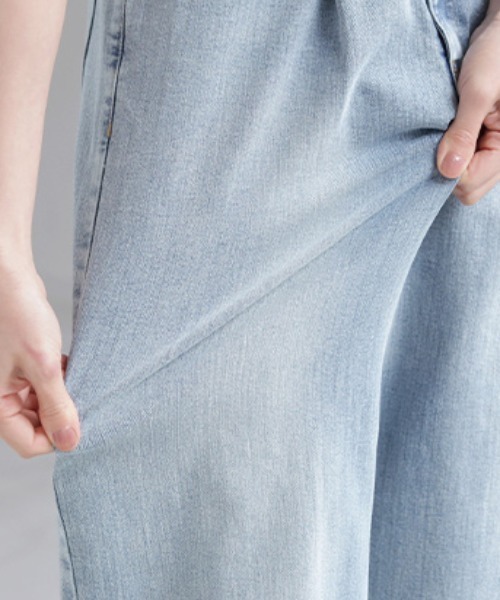 HUG.U(ハグユー)の「選べる2丈「デニムなのにキレイ顔」 ストレッチタックデニムパンツ(デニムパンツ・レディース・ライトインディゴブルー/ブルー系・L(トール丈)/M(レギュラー丈)/L(レギュラー丈)/M(トール丈))」の15枚目の写真