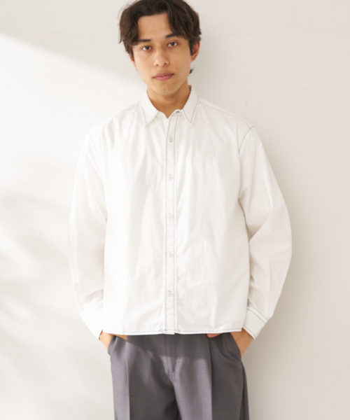 B.C STOCK(ベーセーストック)の「ヘビーステッチクロップシャツ(シャツ/ブラウス・メンズ・チャコールグレー/ブルー系その他/ベージュ/ブラウン/ホワイト・LARGE/MEDIUM)」の11枚目の写真