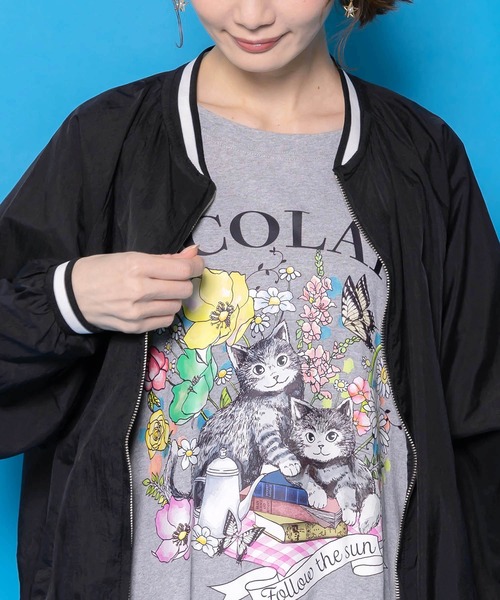 ScoLar（スカラー）の「161659：じゃらじゃらスカラーキーホルダー刺繍ブルゾン（ブルゾン・レディース・ブラック/ピンク・M）」の7枚目の写真