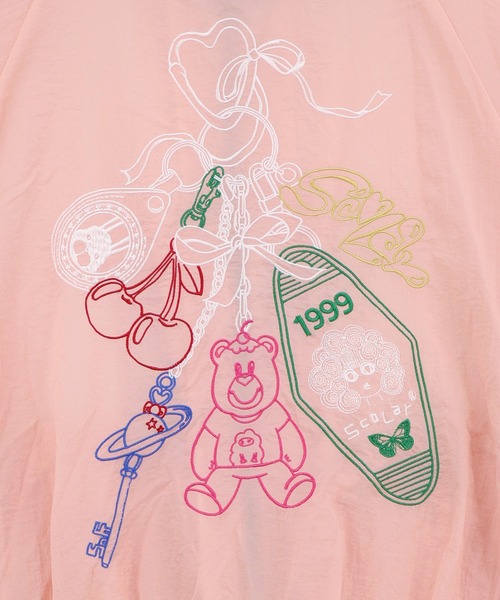 ScoLar（スカラー）の「161659：じゃらじゃらスカラーキーホルダー刺繍ブルゾン（ブルゾン・レディース・ブラック/ピンク・M）」の18枚目の写真