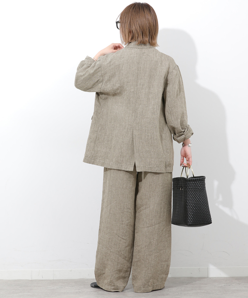JOURNAL STANDARD relume(ジャーナルスタンダード レリューム)の「ベルギーリネンテーラードダブルジャケット(テーラードジャケット・レディース・ブラウン/ベージュ・FREE)」の8枚目の写真