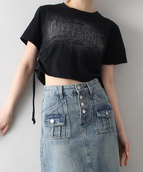 SpRay(スプレイ)の「ピグメントシャーリング Tシャツ(Tシャツ/カットソー・レディース・グレー/ブラック・FREE)」の13枚目の写真
