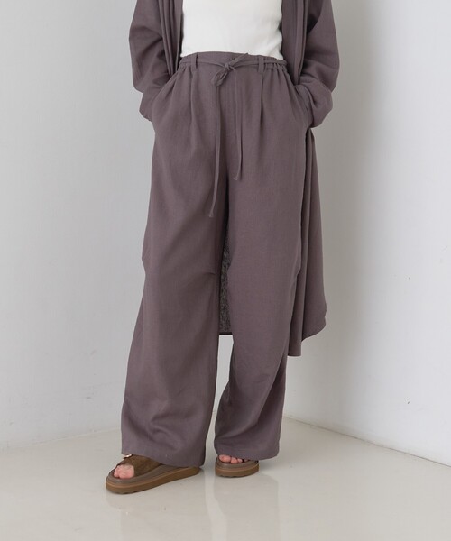 Rouge vif（ルージュヴィフ）の「【セットアップ対応】リネンタックイージーパンツ/ウエストゴム/夏服（その他パンツ・レディース・チャコールグレー/ホワイト・38/36）」の3枚目の写真