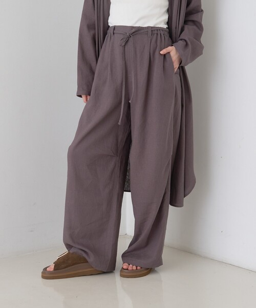 Rouge vif（ルージュヴィフ）の「【セットアップ対応】リネンタックイージーパンツ/ウエストゴム/夏服（その他パンツ・レディース・チャコールグレー/ホワイト・38/36）」の4枚目の写真