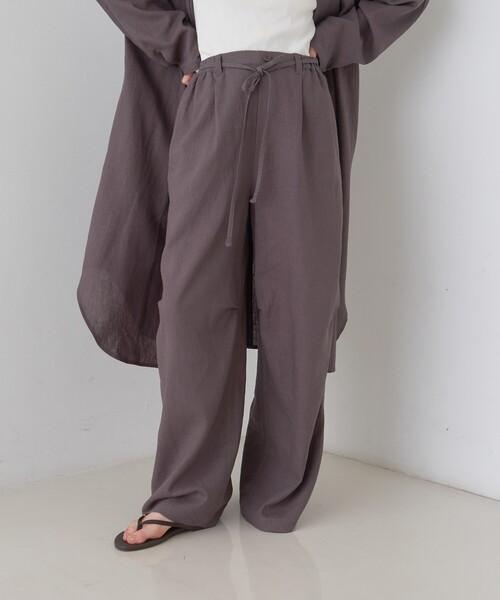 Rouge vif（ルージュヴィフ）の「【セットアップ対応】リネンタックイージーパンツ/ウエストゴム/夏服（その他パンツ・レディース・チャコールグレー/ホワイト・38/36）」の6枚目の写真