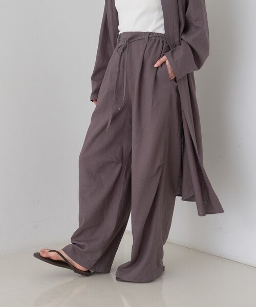 Rouge vif（ルージュヴィフ）の「【セットアップ対応】リネンタックイージーパンツ/ウエストゴム/夏服（その他パンツ・レディース・チャコールグレー/ホワイト・38/36）」の9枚目の写真