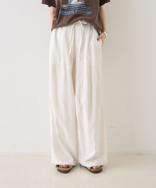 Rouge vif（ルージュヴィフ）の「【セットアップ対応】リネンタックイージーパンツ/ウエストゴム/夏服（その他パンツ・レディース・チャコールグレー/ホワイト・38/36）」の10枚目の写真