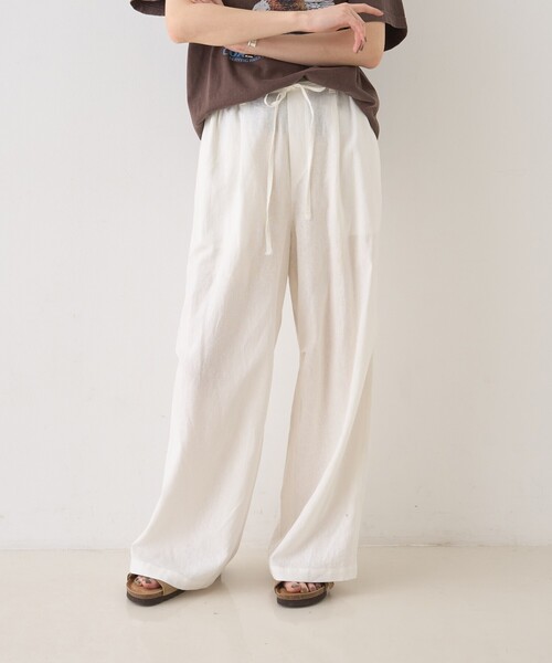 Rouge vif（ルージュヴィフ）の「【セットアップ対応】リネンタックイージーパンツ/ウエストゴム/夏服（その他パンツ・レディース・チャコールグレー/ホワイト・38/36）」の11枚目の写真