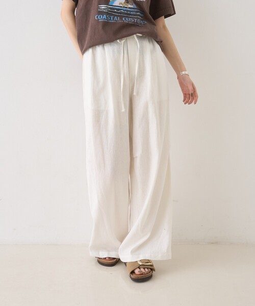 Rouge vif（ルージュヴィフ）の「【セットアップ対応】リネンタックイージーパンツ/ウエストゴム/夏服（その他パンツ・レディース・チャコールグレー/ホワイト・38/36）」の12枚目の写真