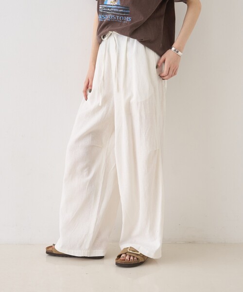 Rouge vif（ルージュヴィフ）の「【セットアップ対応】リネンタックイージーパンツ/ウエストゴム/夏服（その他パンツ・レディース・チャコールグレー/ホワイト・38/36）」の13枚目の写真