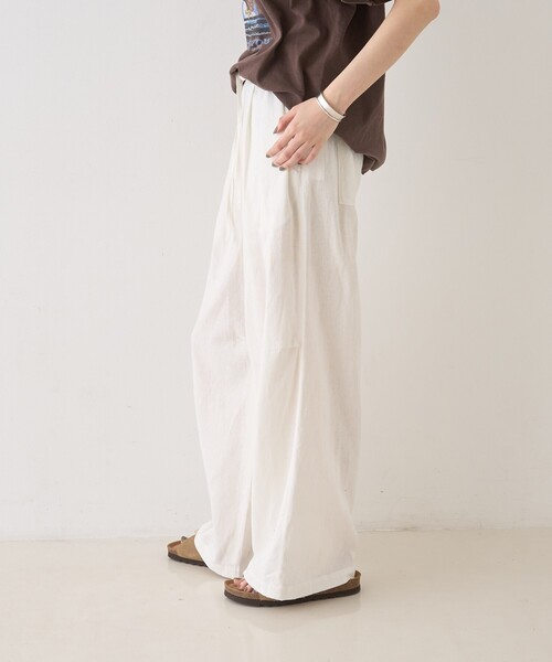 Rouge vif（ルージュヴィフ）の「【セットアップ対応】リネンタックイージーパンツ/ウエストゴム/夏服（その他パンツ・レディース・チャコールグレー/ホワイト・38/36）」の14枚目の写真