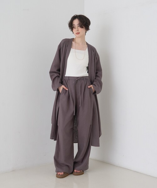 Rouge vif（ルージュヴィフ）の「【セットアップ対応】リネンタックイージーパンツ/ウエストゴム/夏服（その他パンツ・レディース・チャコールグレー/ホワイト・38/36）」の16枚目の写真