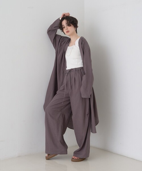 Rouge vif（ルージュヴィフ）の「【セットアップ対応】リネンタックイージーパンツ/ウエストゴム/夏服（その他パンツ・レディース・チャコールグレー/ホワイト・38/36）」の21枚目の写真