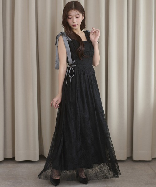 Ambre Neige(アンブルネージュ)の「lace ribbon dress / レースリボンワンピース(シャツワンピース・レディース・ブルー系その他/アイボリー/ブラック・FREE)」の2枚目の写真