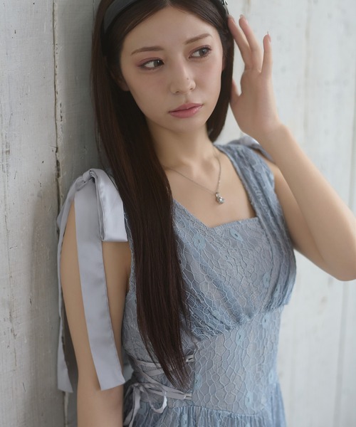 Ambre Neige(アンブルネージュ)の「lace ribbon dress / レースリボンワンピース(シャツワンピース・レディース・ブルー系その他/アイボリー/ブラック・FREE)」の13枚目の写真
