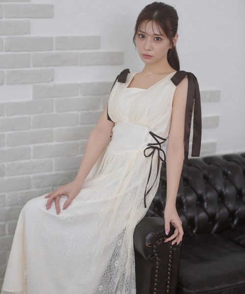 Ambre Neige(アンブルネージュ)の「lace ribbon dress / レースリボンワンピース(シャツワンピース・レディース・ブルー系その他/アイボリー/ブラック・FREE)」の12枚目の写真