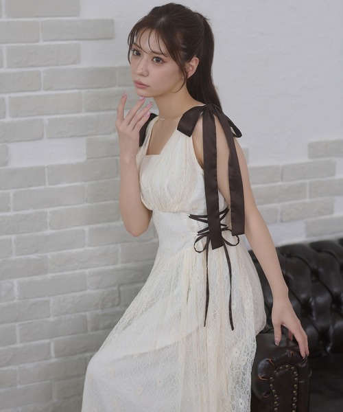 Ambre Neige(アンブルネージュ)の「lace ribbon dress / レースリボンワンピース(シャツワンピース・レディース・ブルー系その他/アイボリー/ブラック・FREE)」の11枚目の写真