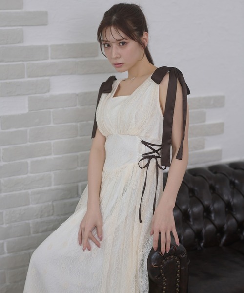 Ambre Neige(アンブルネージュ)の「lace ribbon dress / レースリボンワンピース(シャツワンピース・レディース・ブルー系その他/アイボリー/ブラック・FREE)」の10枚目の写真