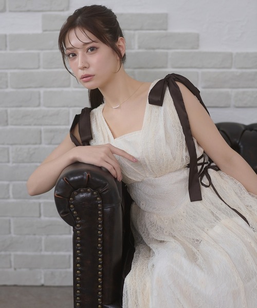 Ambre Neige(アンブルネージュ)の「lace ribbon dress / レースリボンワンピース(シャツワンピース・レディース・ブルー系その他/アイボリー/ブラック・FREE)」の8枚目の写真