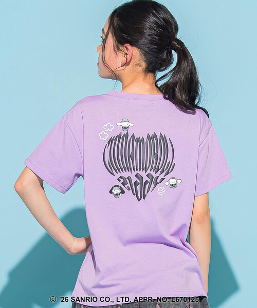 ZIDDY(ジディ)の「【 ニコ☆プチ 】【シナモロール 】バックハート半袖Tシャツ(130~160cm)(Tシャツ/カットソー・キッズ・オフホワイト/パープル・140cm/150cm/130cm/FREE)」の2枚目の写真